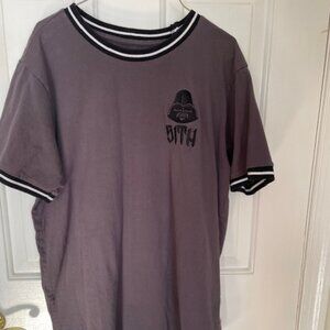 Star Wars Darth Vader SITH Ringer gray graphic and striped collar T-Shirt large